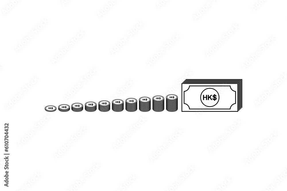 Hong Kong Currency Symbol, Hong Kong Dollar Icon, HKD Sign. Vector Illustration Hong Kong Currency Symbol, Hong Kong Dollar Icon, HKD Sign. Vector Illustration