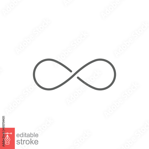Infinity icon. Simple outline style. Loop, infinite, endless sign, limitless, round, template, ring concept. Thin line symbol. Vector illustration isolated on white background. Editable stroke EPS 10.