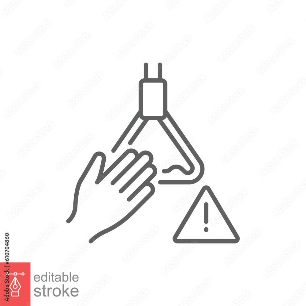 Avoid touch bus handle icon. Simple outline style. Hand hold on ...