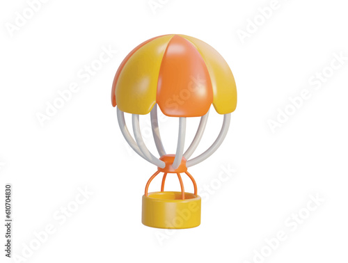 Vector hot air balloon aerostat with star aircraft summer vacation adventure travelling tourism