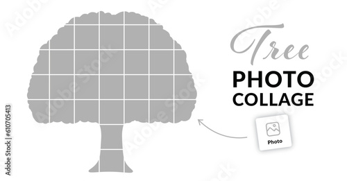 Tree collage. Family tree photo template. Vector illustration