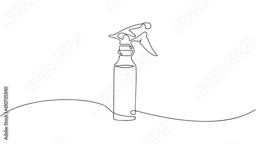Hairdresser sprayer, one line continuous drawing. Barbershop concept. Vector illustration