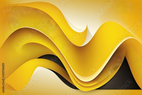 Abstract background with yellow and black wavy elements