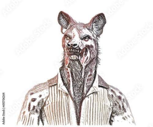 Portrait of a Hyena wearing...
