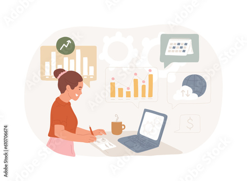 Business intelligence isolated concept vector illustration. BI systems, performance tools and software solutions, data analysis, business information presentation, decision making vector concept.