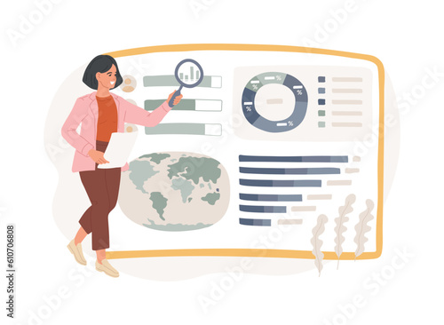 Business intelligence dashboard isolated concept vector illustration. Business analytics tool, information management tool, track KPI metrics, performance data visualization vector concept.