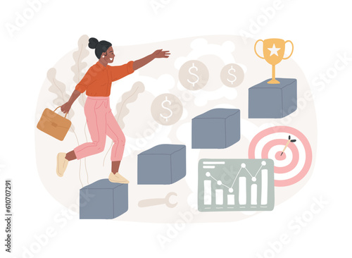 Business ambition isolated concept vector illustration. Career ladder, personal growth, business success, goal achievement, startup project support, hire employees, take a risk vector concept.