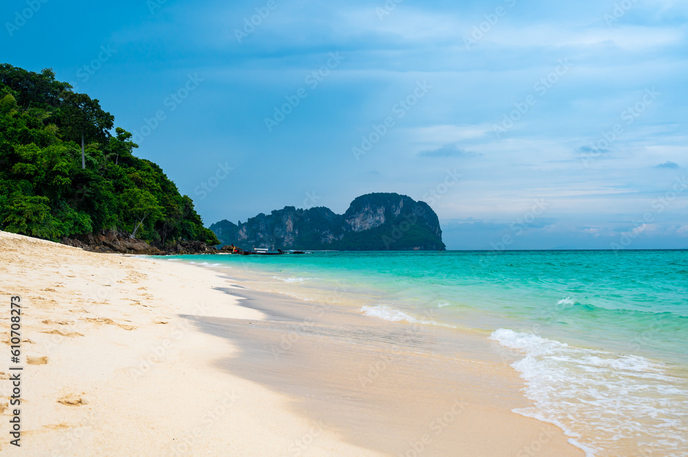 View of Bamboo island, Ko Phi Phi, Thailand. Tropical island, concept of summer vacation in paradise.