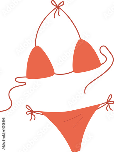 Women bikini flat vector illustration. Female stylish swimwear. Fashion swimsuit