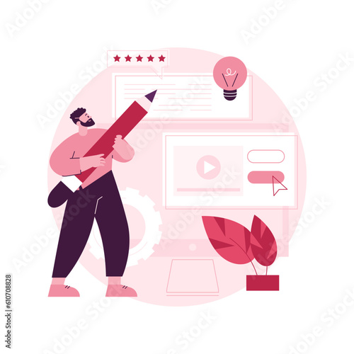 Blog articles abstract concept vector illustration. Blog menu element, subscribe for publications, news article, company website page, web element, UI design, blogging resource abstract metaphor.