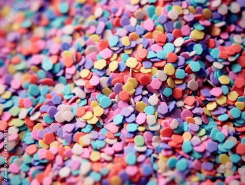 Textured background of colorful caramel confetti