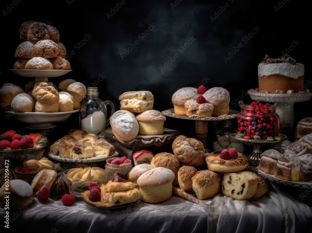 A variety of sweet pastries on display