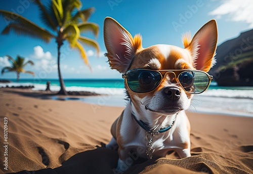 illustration of a funny dog with glasses. © saltacekias