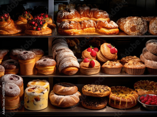 A variety of sweet pastries on display