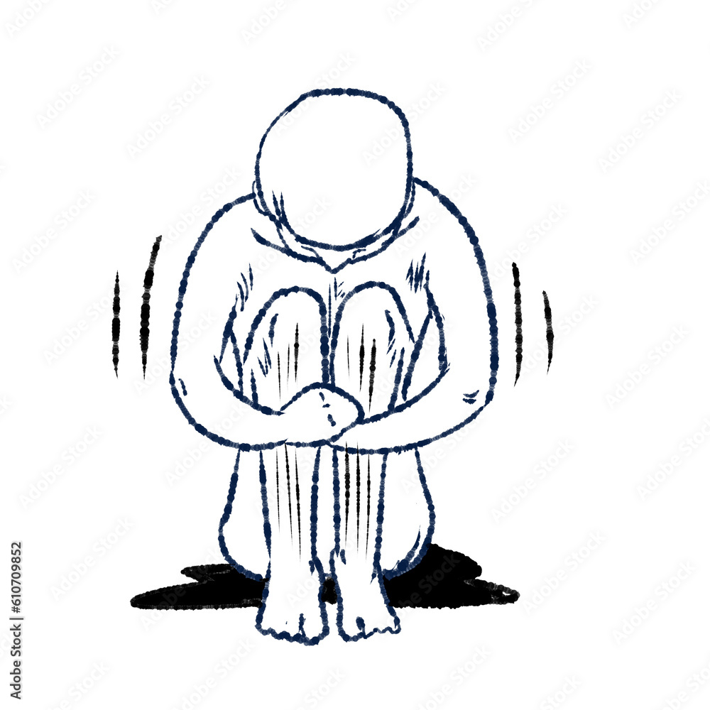 Fototapeta premium depression hugging knees