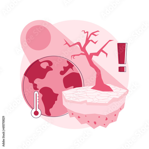 Drought abstract concept vector illustration. Extreme weather condition, erosion problem, lack of rainfall, global warming, combat drought, natural disaster, rough summer heat abstract metaphor.