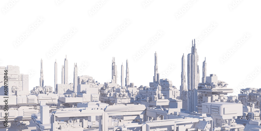 Obraz premium Variety of white city views on transparent background