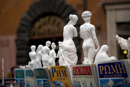 Statues and touristic guides - Piazza di Trevi - Fontana di Trevi - Rome - Italy photo