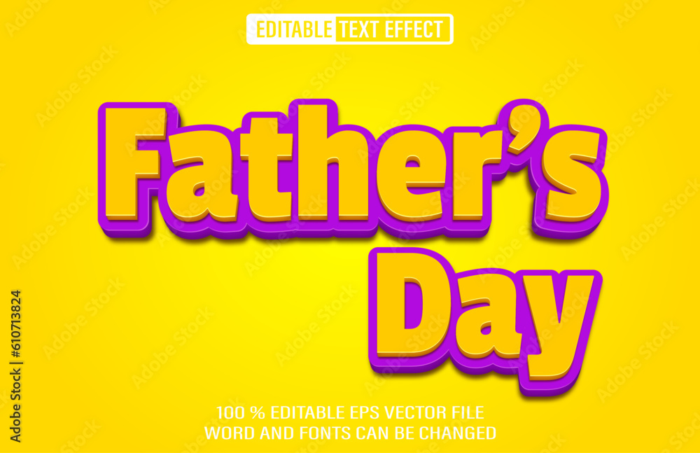 Father's Day editable text effect 3d style template	