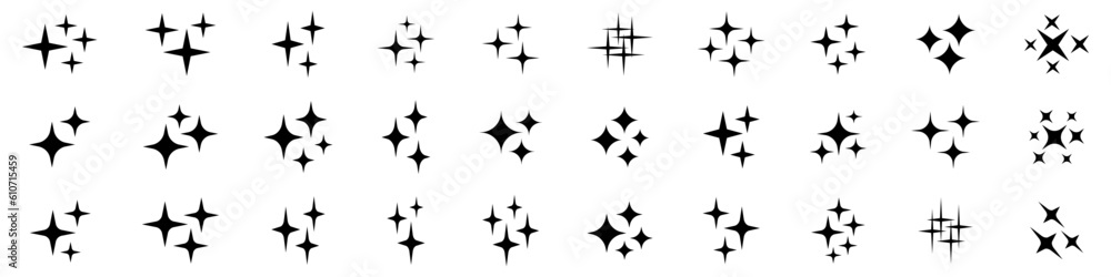 Sparkle star icons. Shine icons. Stars sparkles vector symbols. Sparkle star icons. Shine icons. Stars sparkles vector symbols.