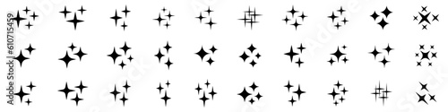 Sparkle star icons. Shine icons. Stars sparkles vector symbols.