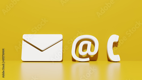Contact Details in Gold and Yellow: Illustration with Icons and Text