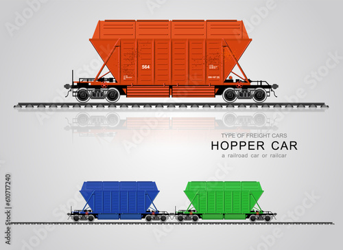 Freight railroad car. The type of freight car hopper