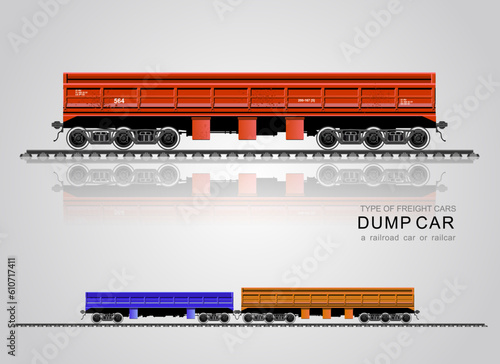 Freight railroad car. The type of freight car  dumpcar