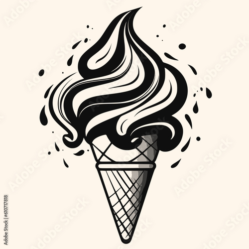 ice cream cone  vector for logo or icon,clip art, drawing Elegant modern style Illustration