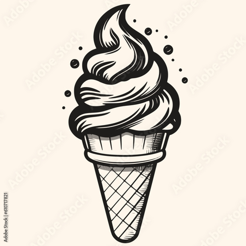 ice cream cone  vector for logo or icon,clip art, drawing Elegant modern style Illustration