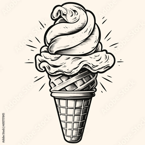 ice cream cone  vector for logo or icon,clip art, drawing Elegant modern style Illustration