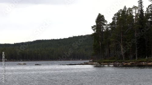 Tjäkkjokk, Sweden A view of the Storavan Lake in the Norbotten district.  photo