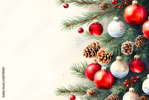 Wallpaper Mural christmas decoration on white, generative ai Torontodigital.ca