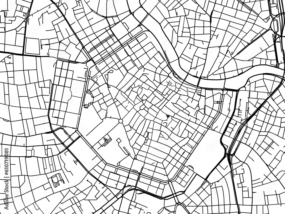 Vector road map of the city of  Wien Zentrum in the Austria on a white background.