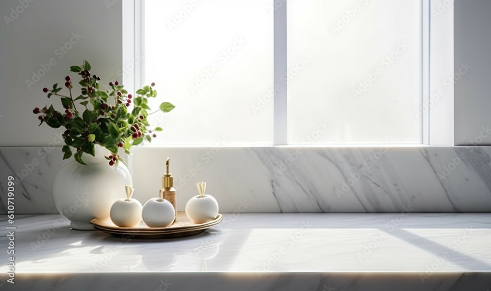 Modern Marble Kitchen Counter for product in a Contemporary Home Modern Marble Kitchen Counter for product in a Contemporary Home