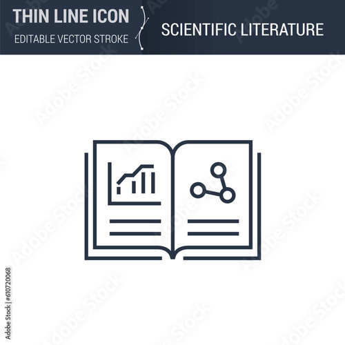 Symbol of Scientific Literature. Thin Line Icon of Biochemistry and Genetics. Stroke Pictogram Graphic for Web Design. High-Quality Outline Vector Symbol Concept. Premium Monoline Beauty.