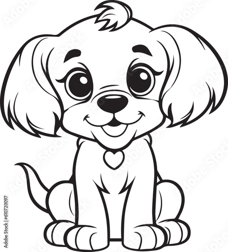 Dog, colouring book for kids, vector illustration