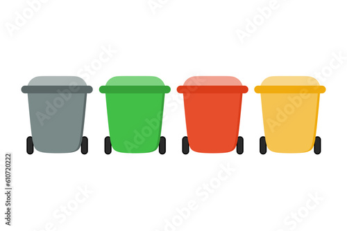vector reycicle bin illustration in different colors and white background © Sumardi
