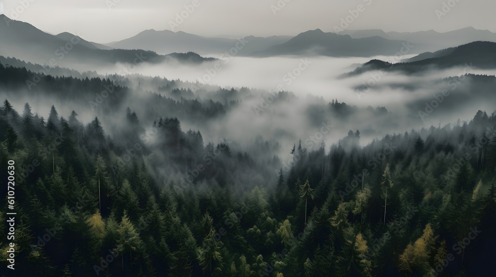 beautiful landscape with a mountain and a forest Generative AI, AI Generated beautiful landscape with a mountain and a forest Generative AI, AI Generated