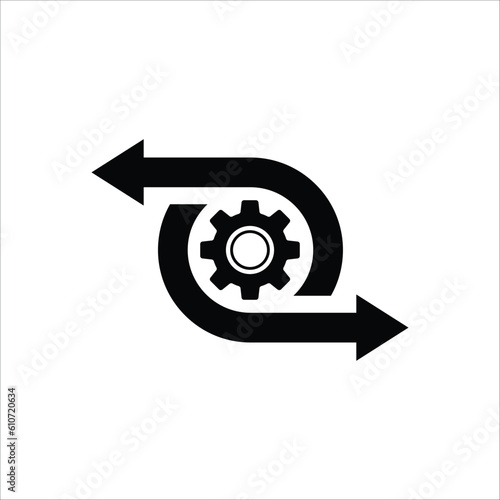 implementation or easy operation process icon. flat simple trend modern logotype web graphic design isolated on white. concept of new soft version pictogram or capacity automation or engine part