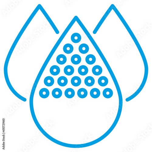 Water Salinity icon for measuring water quality. Simple vector blue symbol with thin lines isolated on transparent background
