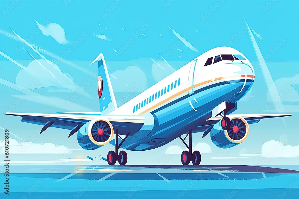 Illustrative View of Aeroplane. illustration. Generatiive AI Illustrative View of Aeroplane. illustration. Generatiive AI