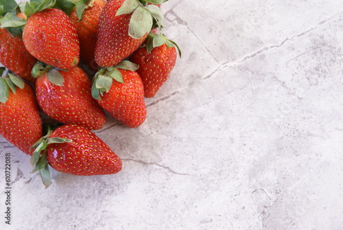 Strawberries on Marble Background Frame