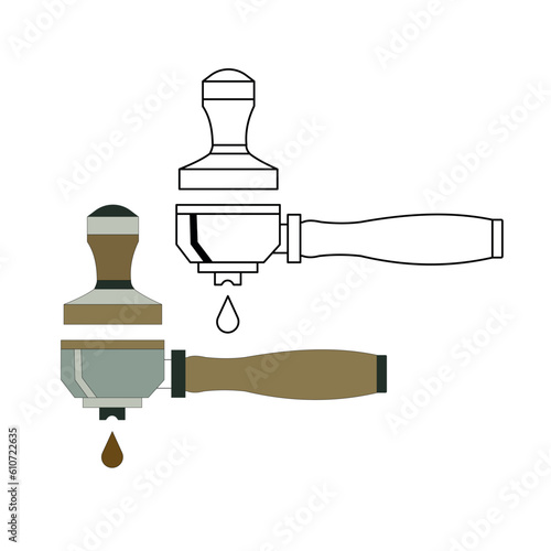 portafilter icon, outline and vector