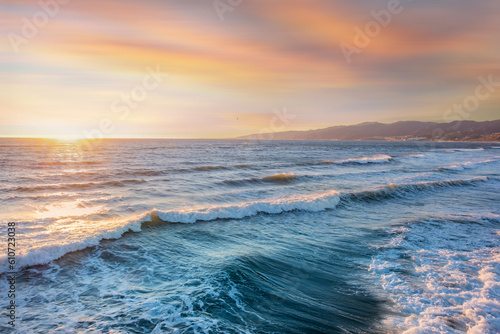 View from The Santa Monica Pier at sunset, Los Angeles, California