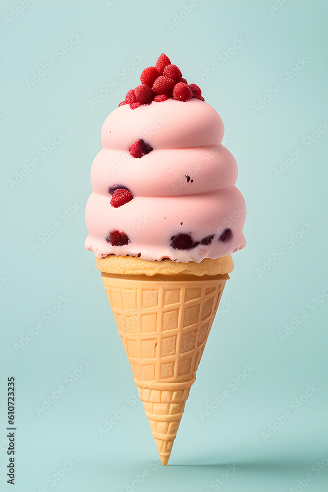 strawberry ice cream cone, generative ai strawberry ice cream cone, generative ai