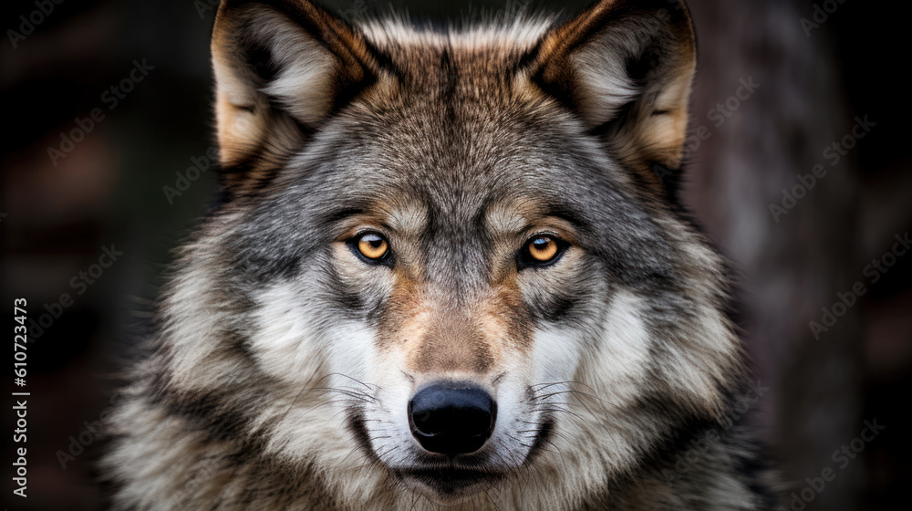 portrait of gray wolf . generative ai portrait of gray wolf . generative ai
