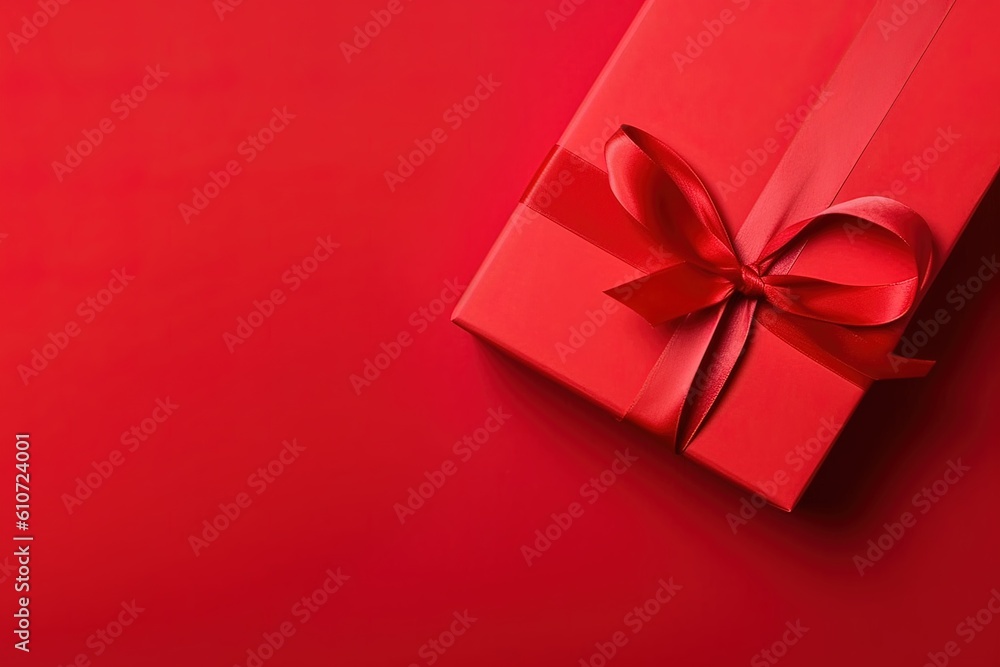 Rote Geschenkbox auf rotem Hintergrund: Intensive Farbkontraste, matte Hintergrundgestaltung, lebendige Farbauswahl, authentisch eingefangene Momente, organische Textur, fesselnde und emotionale Bilde Rote Geschenkbox auf rotem Hintergrund: Intensive Farbkontraste, matte Hintergrundgestaltung, lebendige Farbauswahl, authentisch eingefangene Momente, organische Textur, fesselnde und emotionale Bilde