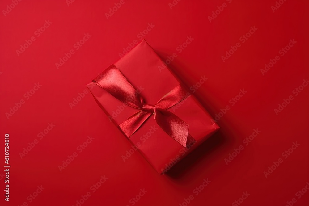 Rote Geschenkbox auf rotem Hintergrund: Intensive Farbkontraste, matte Hintergrundgestaltung, lebendige Farbauswahl, authentisch eingefangene Momente, organische Textur, fesselnde und emotionale Bilde Rote Geschenkbox auf rotem Hintergrund: Intensive Farbkontraste, matte Hintergrundgestaltung, lebendige Farbauswahl, authentisch eingefangene Momente, organische Textur, fesselnde und emotionale Bilde