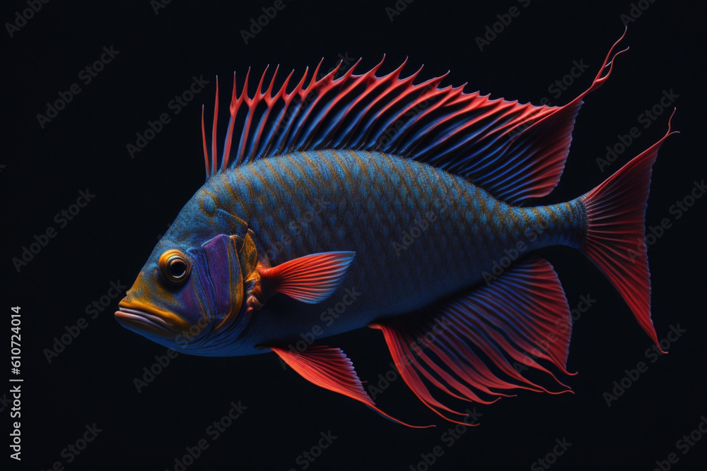 Fototapeta premium Underwater fish photography, generative ai